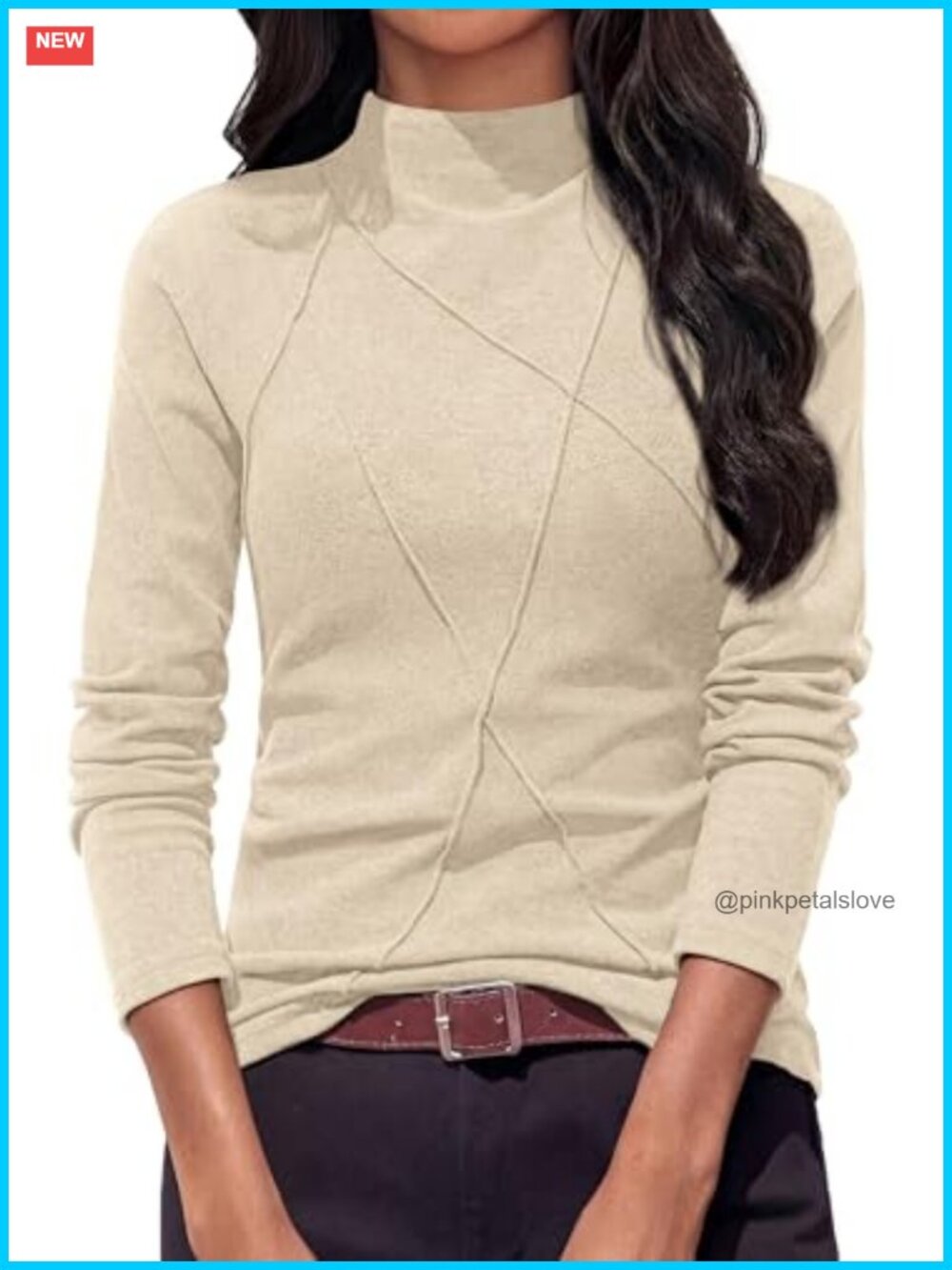 Mock Neck Long Sleeve Fitted T-Shirt Slim Fit Pullover Casual Fall Top